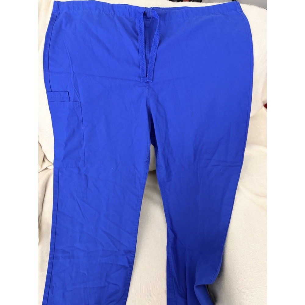 Uniform Advantage Scrubs Pants Womens L Royal Blue Cargo Drawstring Workwear